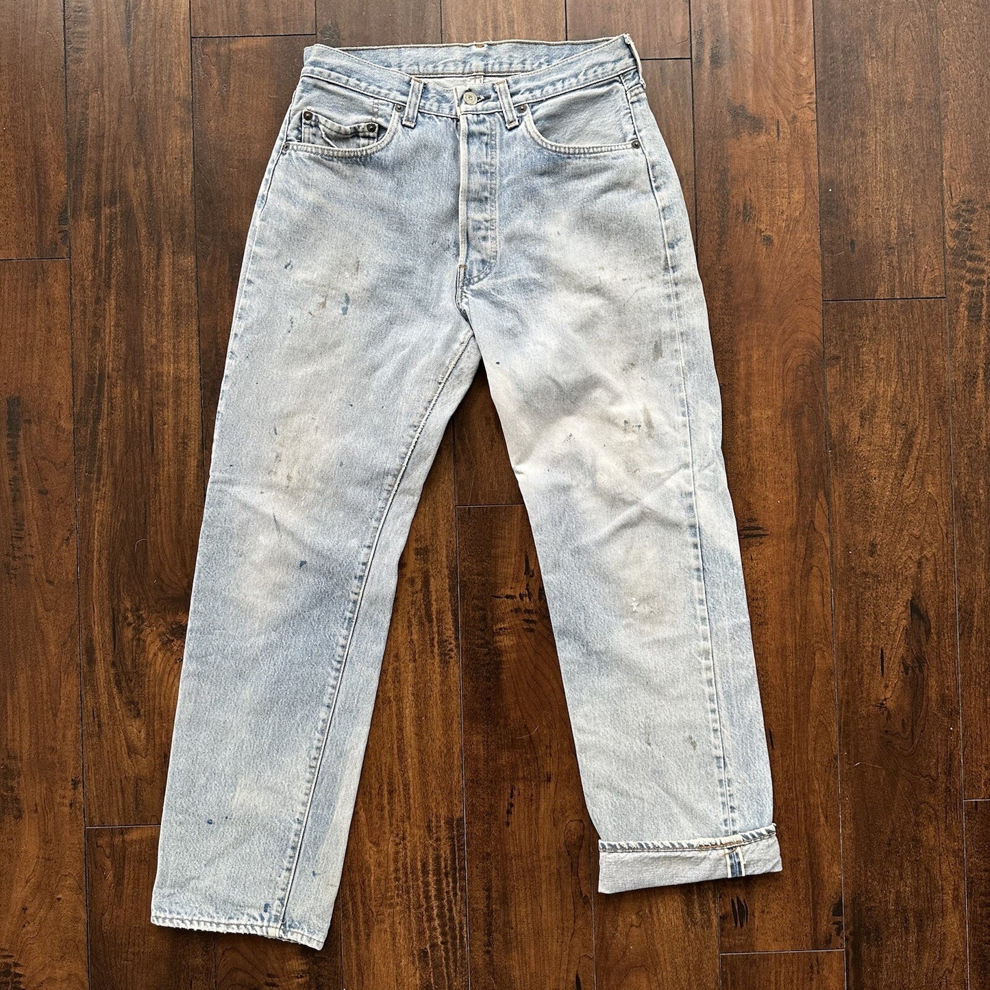 Levis Vintage 80s Redline Selvedge USA 501 XX Jeans Light Wash 33x34 Act 29x29