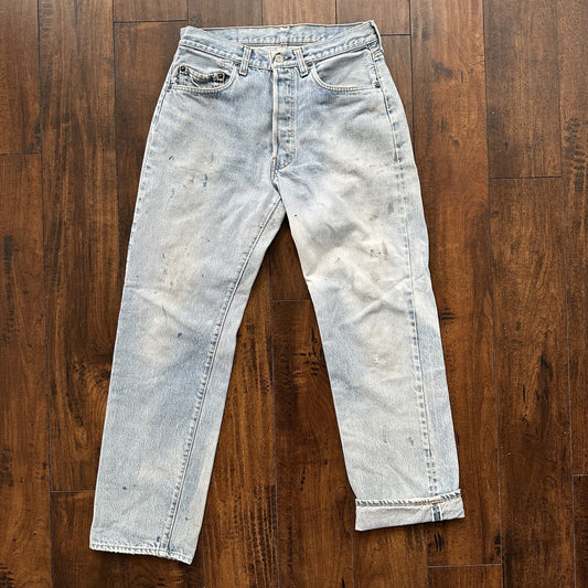 Levis Vintage 80s Redline Selvedge USA 501 XX Jeans Light Wash 33x34 Act 29x29