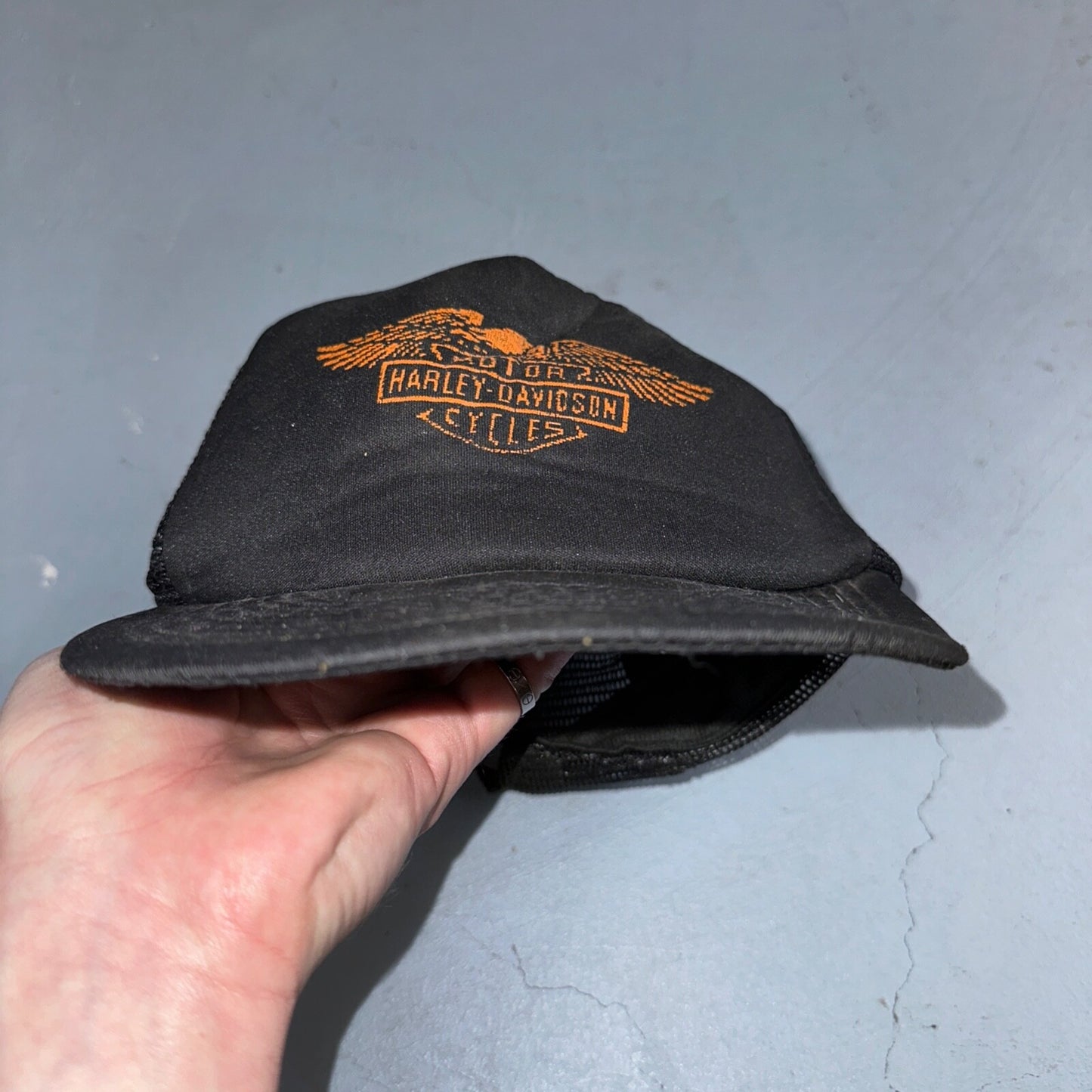 Vintage 1980’s Harley Davidson Motorcycles Snapback Foam Trucker Hat USED HEAVY