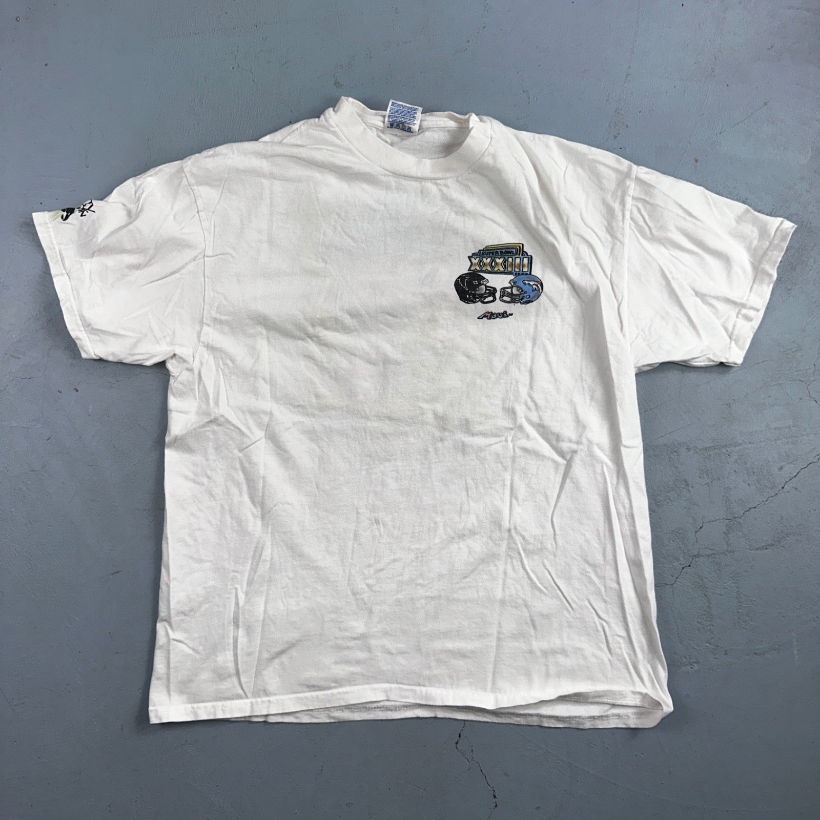 Miami Super Bowl 1999 90s VTG T Shirt Graphic Art Football Sports Dolphins