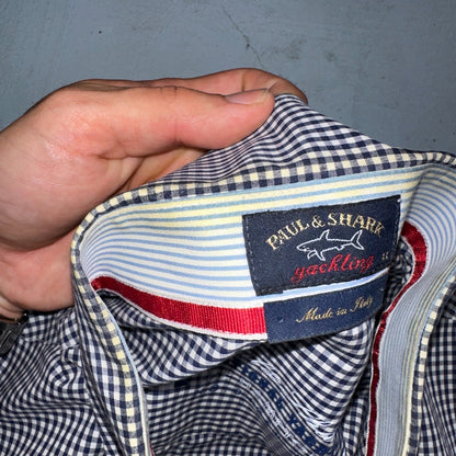 Paul & Shark Yachting Mens 44 Long Sleeve Button Down Shirt Checkered Hamptons