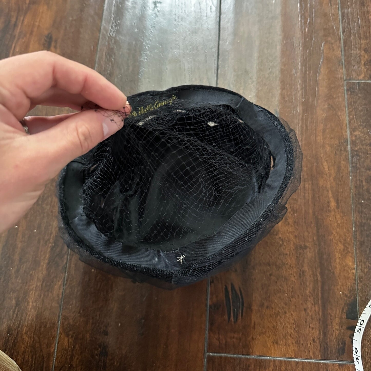 Vintage Hattie Carnegie Hat Black Silk Velvet Leaves 1930s 30s 40s 50s Small Cap