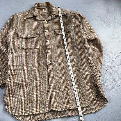 VTG 1960s EMPIRE USA Men’s M Brown Plaid Wool Shirt Rockabilly RARE 50s 60s