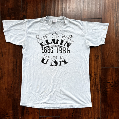 Oregon Elgin USA Vintage T Shirt 1986 80s Single Stitch Blue Running Eugene
