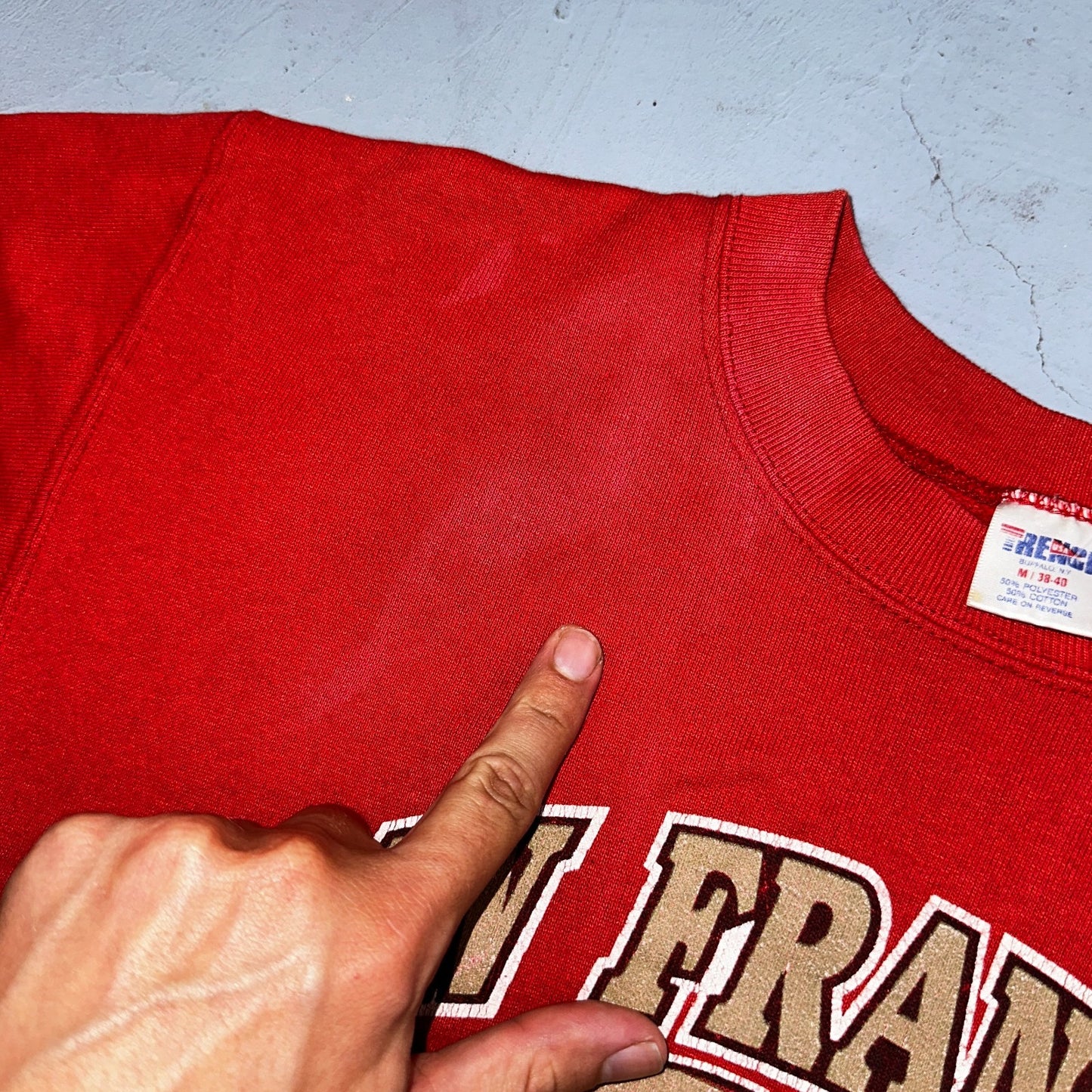 Vintage Trench Sweatshirt San Francisco 49ers Red Long Sleeve M Crewneck 80s