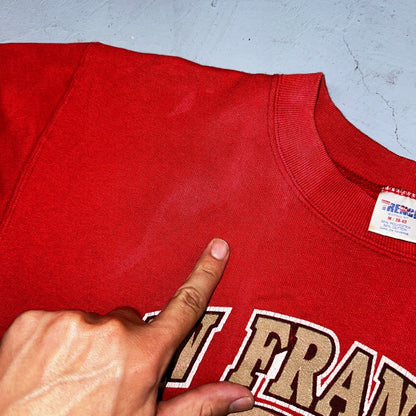 Vintage Trench Sweatshirt San Francisco 49ers Red Long Sleeve M Crewneck 80s