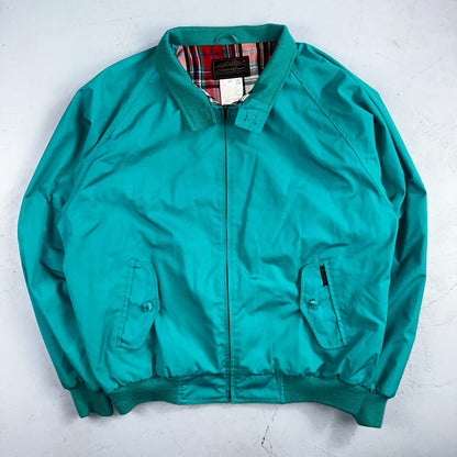 Vintage Eddie Bauer Spring Jacket Men's 2XL Teal Blue Turquoise Plaid Lined