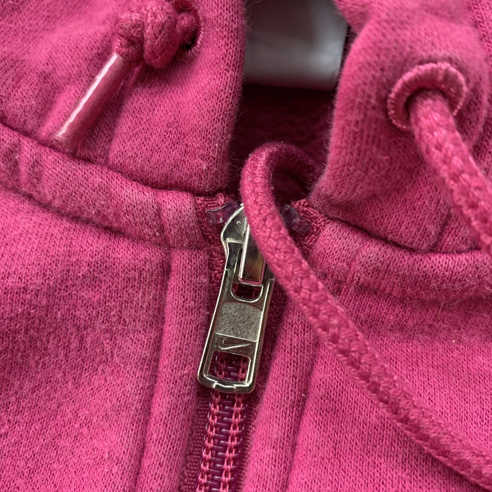 VTG Nike Girls Pink Hoodie Tonal Center Swoosh Promo Rap 90s 80s
