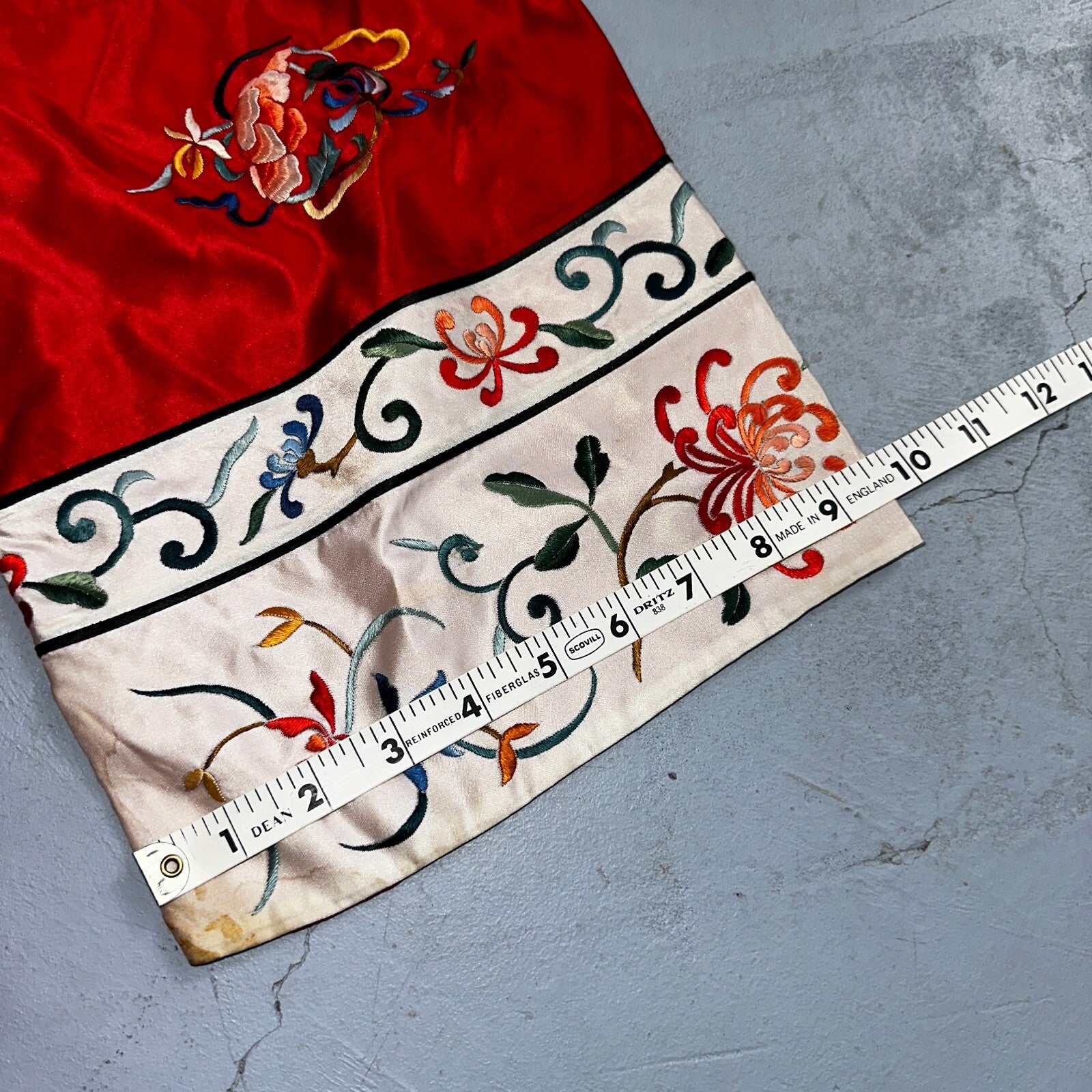 VTG Chinese Silk Cloth Dynasty Palace Red Dragon Robe Kimono Bai Hua Embroidery