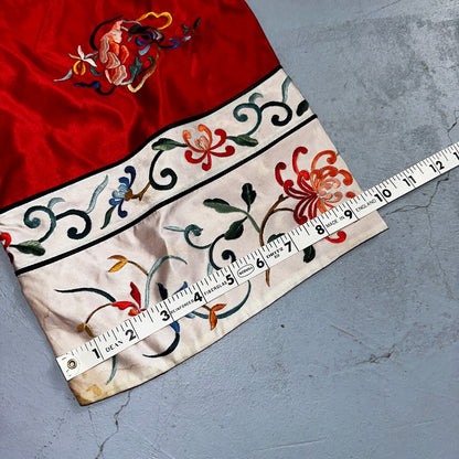 VTG Chinese Silk Cloth Dynasty Palace Red Dragon Robe Kimono Bai Hua Embroidery