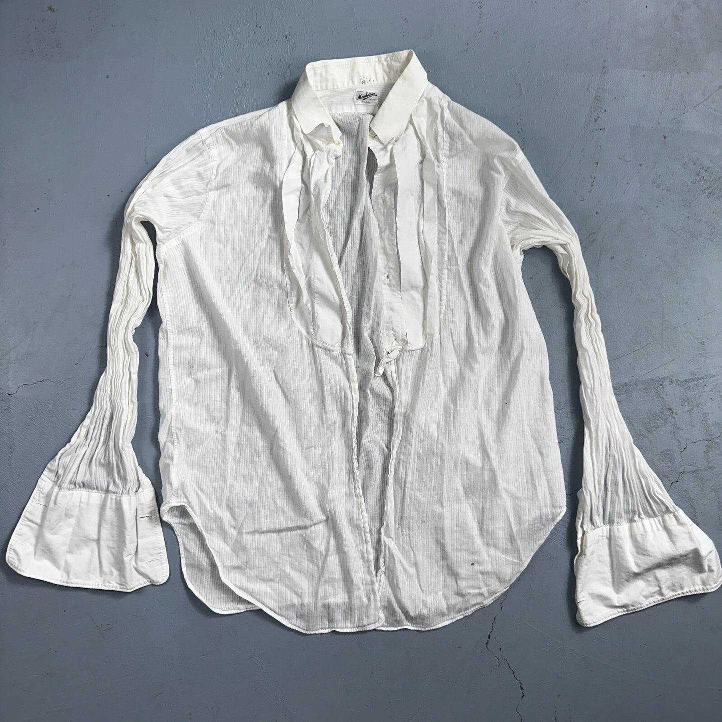 Manhattan Plaza VTG 20S 30S Mens 16 White Dress Bib Tuxedo Shirt Antique 1920s