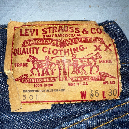 Levis 501 Vintage 80s USA XX Straight Leg Jeans Blue Dark Wash 46x30 Act 40x27