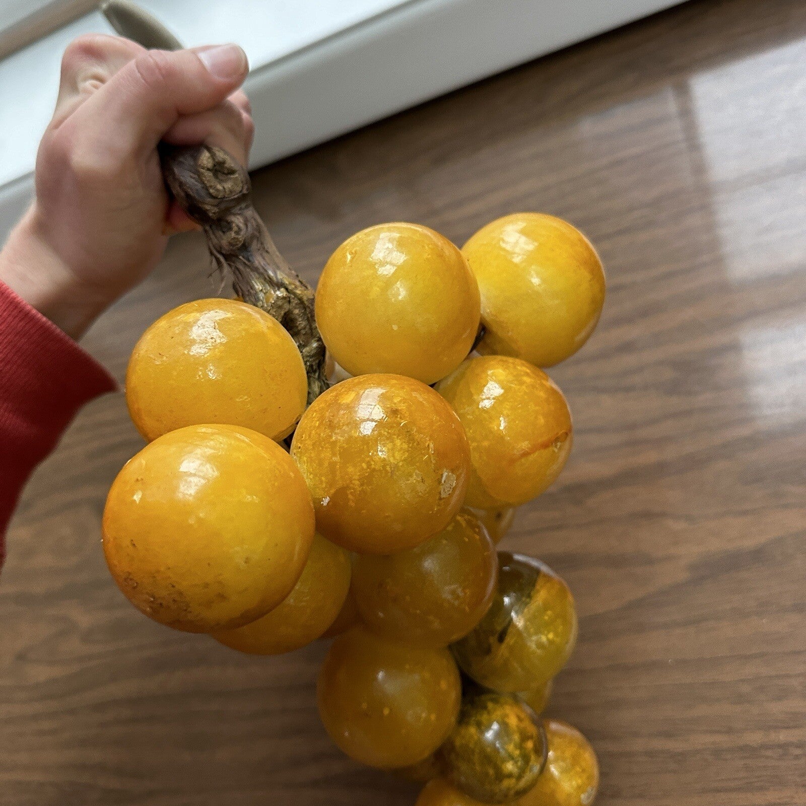 VTG Gold Lucite Acrylic Grapes Mid Century MCM Retro 1960s Cluster Yellow Set 2