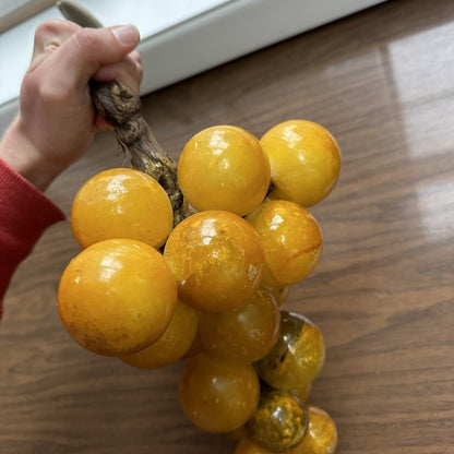 VTG Gold Lucite Acrylic Grapes Mid Century MCM Retro 1960s Cluster Yellow Set 2