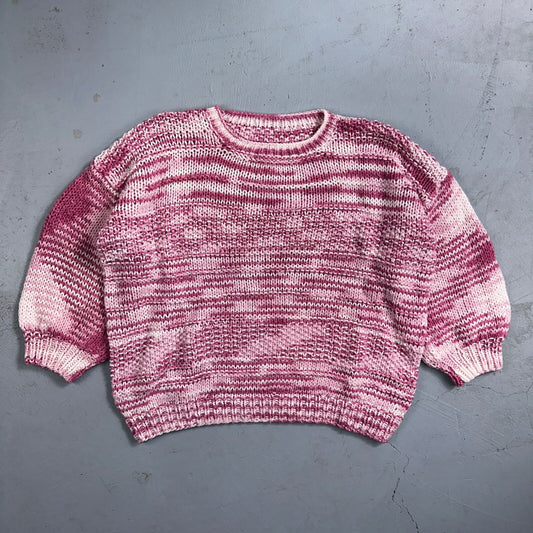 VTG 50s 60s Hand Knit Cable Sweater Handmade Rockabilly Cottage Core Grandma