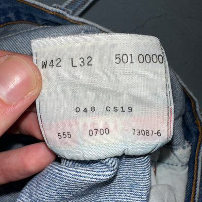 Levis 501 Vintage 90s USA XX Straight Leg Jeans Blue Med Wash 42x32 Act 38x27
