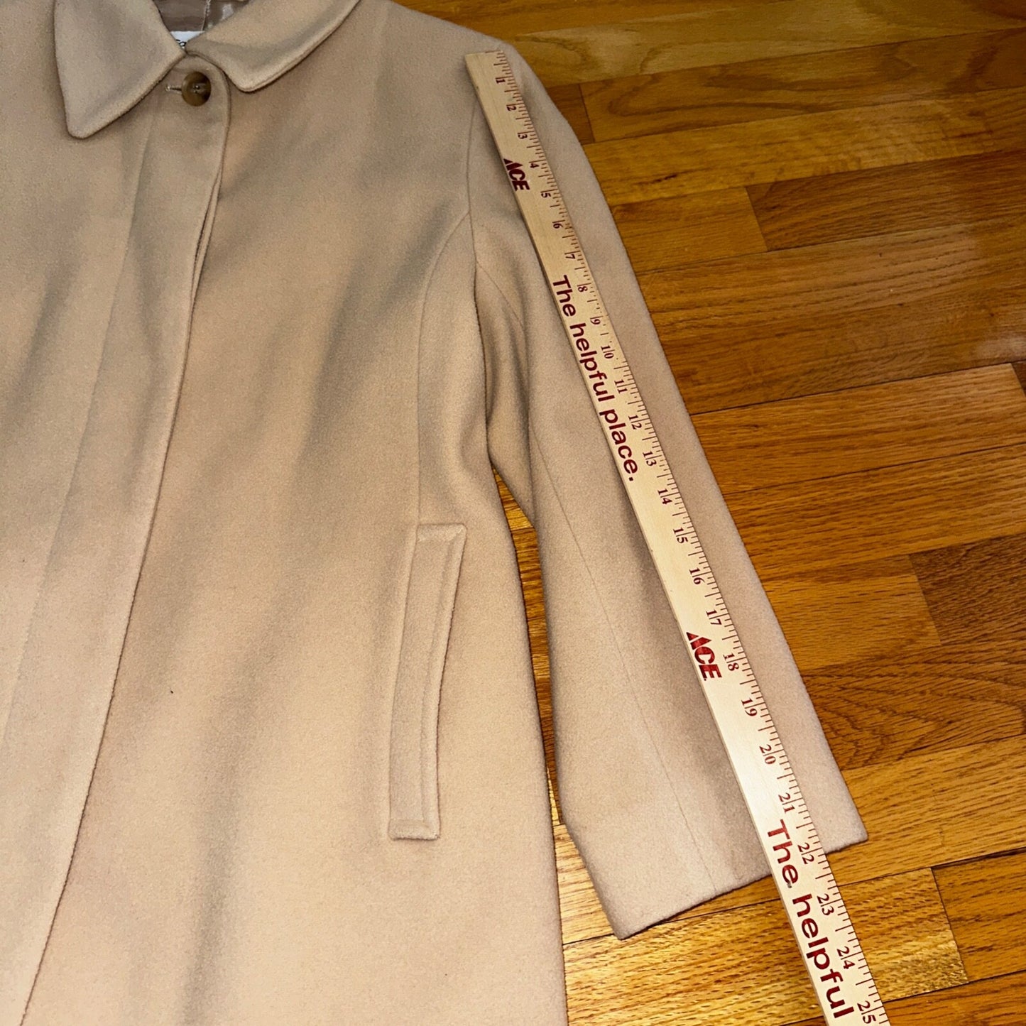 Vintage Calvin Klein Tan Wool Blend Button 2 Pocket Jacket Pea Coat Size 12