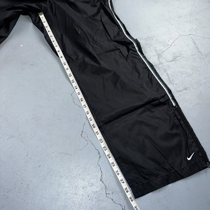 Nike VTG Y2K Windbreaker Track Pants Ankle Zip Unlined Black 1990s Essential
