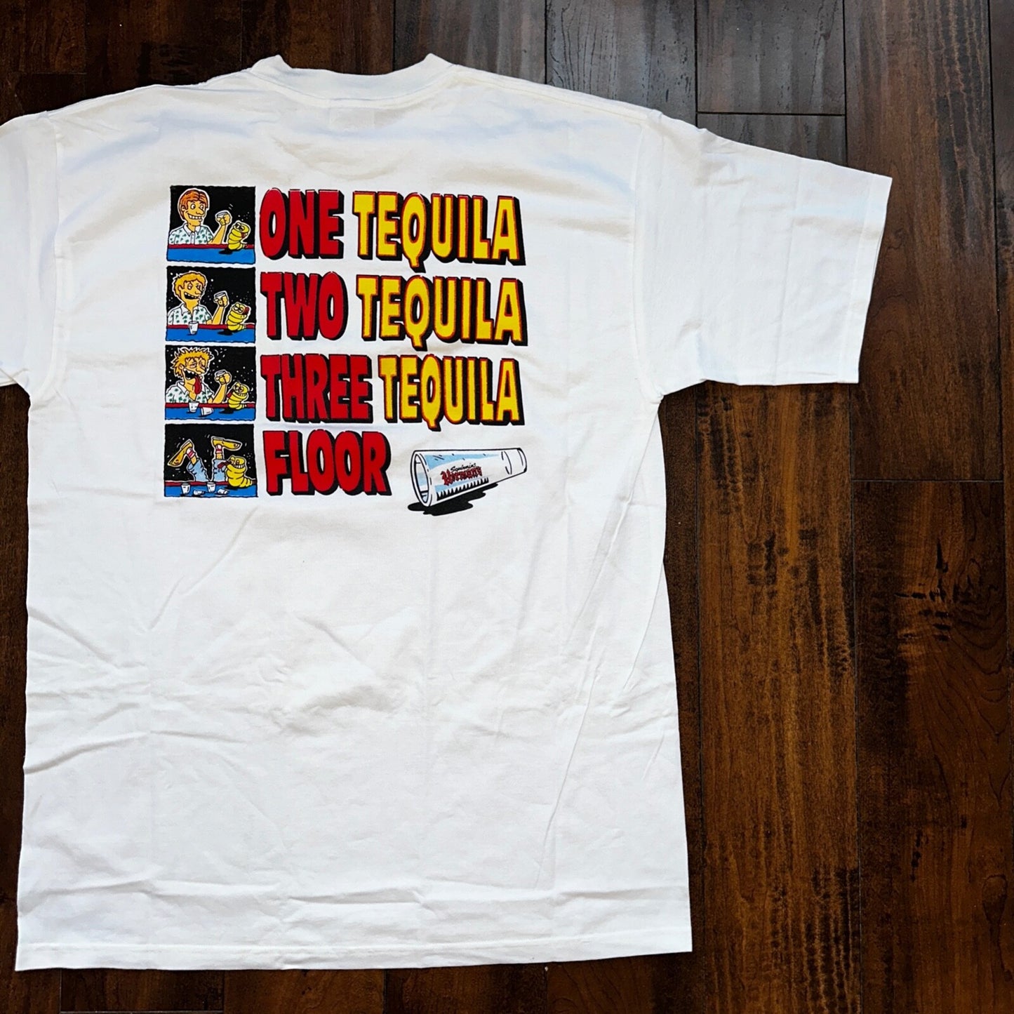 Tequila Funny One Two Floor Vintage T Shirt Y2K Cancun Bar Drinking Alcohol XL