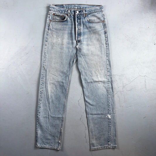 Levis 501 Vintage 90s USA XX Straight Leg Jeans Blue Light Wash 34x36 Act 31x32
