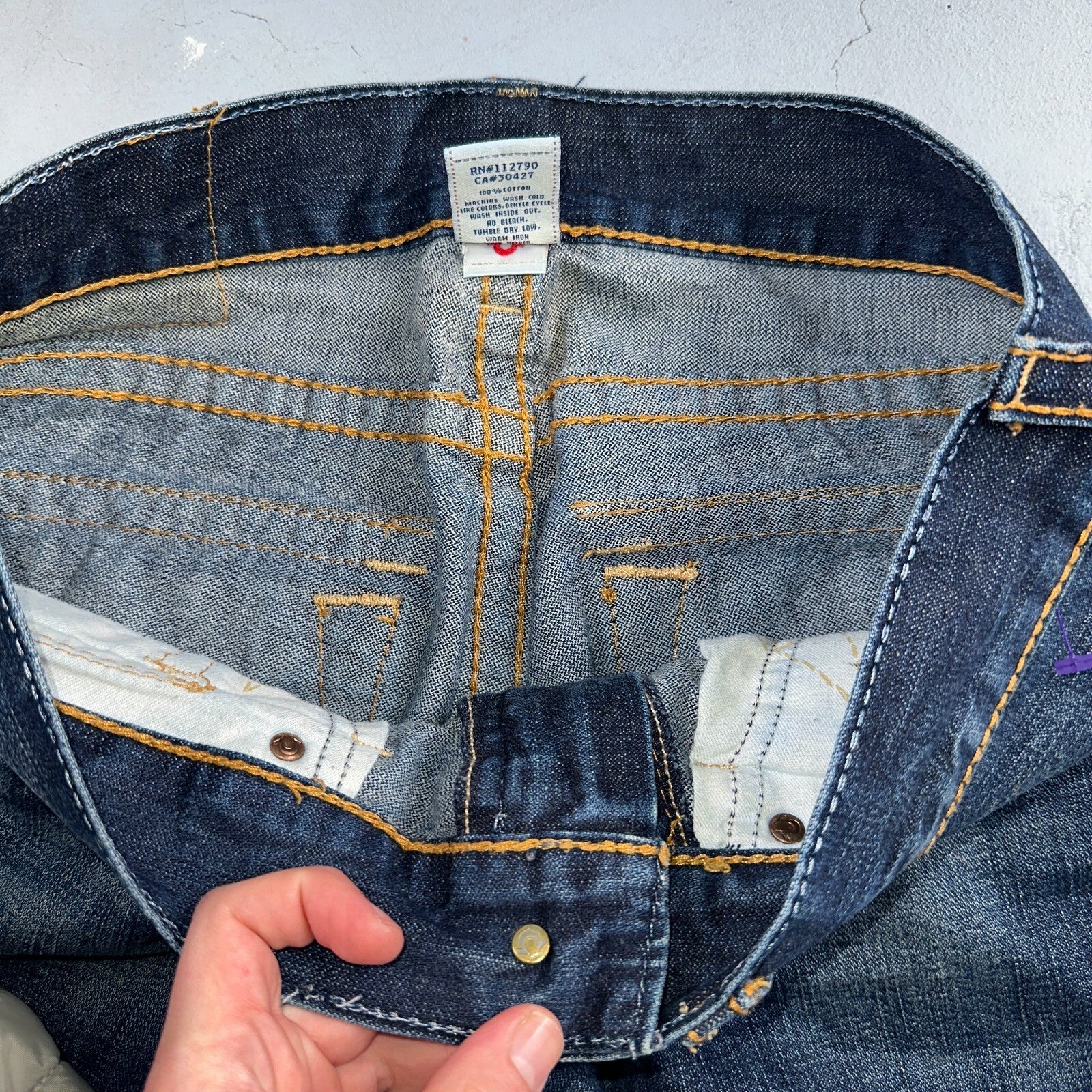 True Religion VTG Billy Big T Blue Jeans Bootcut Y2K Made USA Sz 30 (32x30)