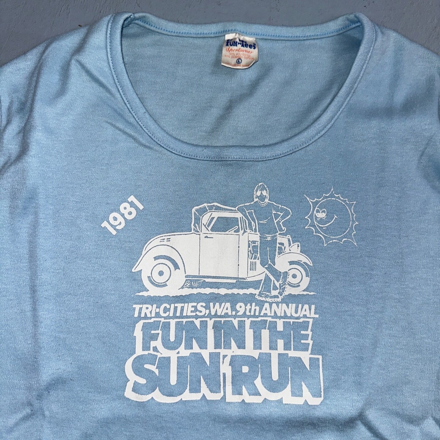 Oregon Fun In The Sun VTG T Shirt Womens Large Tee 1981 80s Tractor Cars Motor