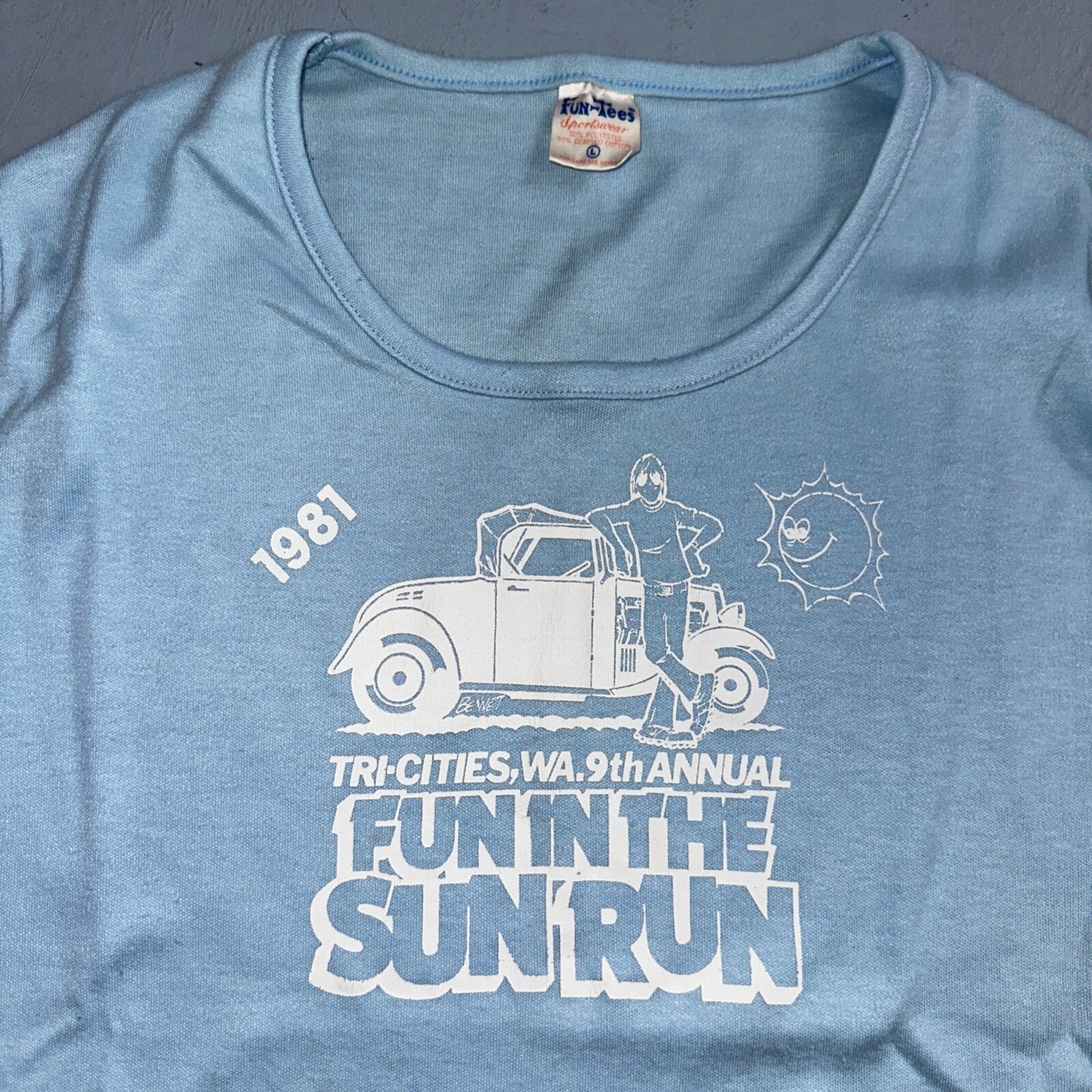Oregon Fun In The Sun VTG T Shirt Womens Large Tee 1981 80s Tractor Cars Motor