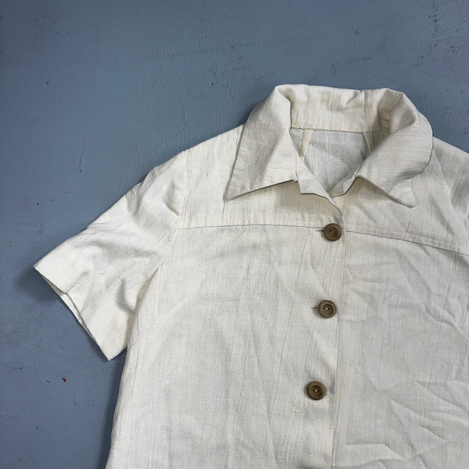 Chore VTG Womens Button Front Blouse Shirt Crop Rockabilly Western 70s 80s