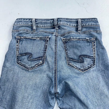 Silver Jeans Women Skinny Mid Rise Light Wash Denim Stretch Suki Pencil 32x29