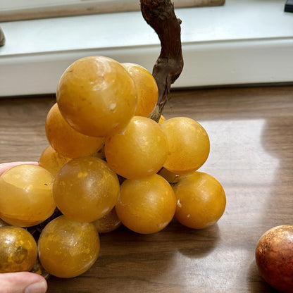 VTG Gold Lucite Acrylic Grapes Mid Century MCM Retro 1960s Cluster Yellow Set 2