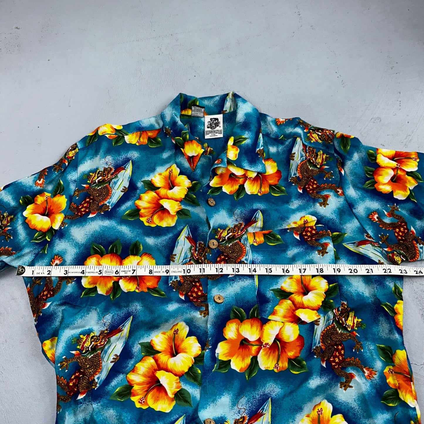 Vintage 90s Kennington Ltd. California Hawaiian Shirt All Over Print Floral Sz L