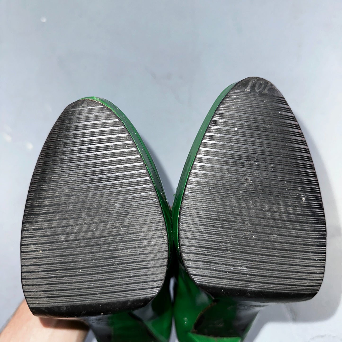 Boden Shoes Women's Size 41 Green Casadei Heel Pump Made In Italy Patent Leather