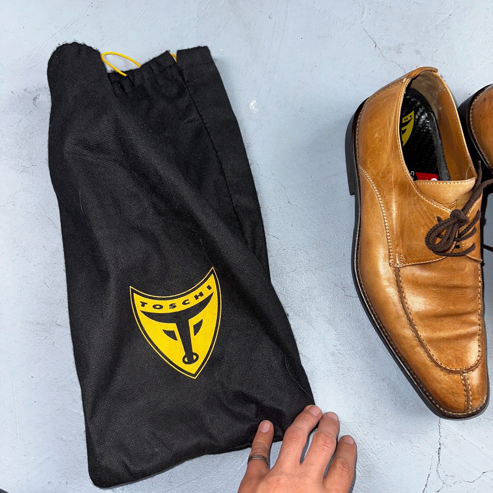 Michael Toschi Mario Men's Lace-up Brown Leather Shoes 8.5 Long Toe Classy