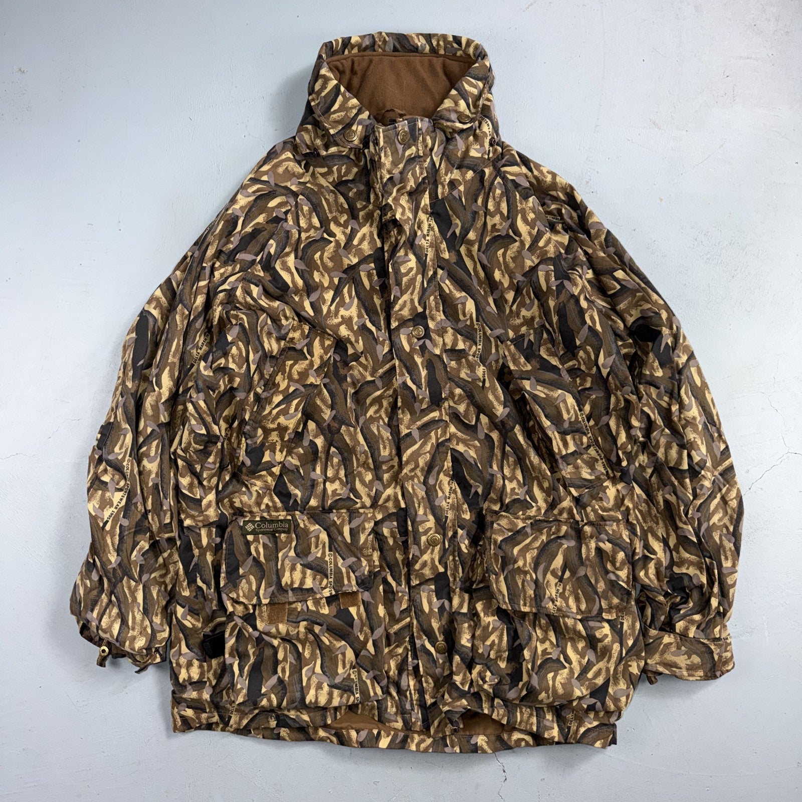 Vintage Columbia Delta Marsh Camo Jacket Men's Large Full Zip Hunting 1995