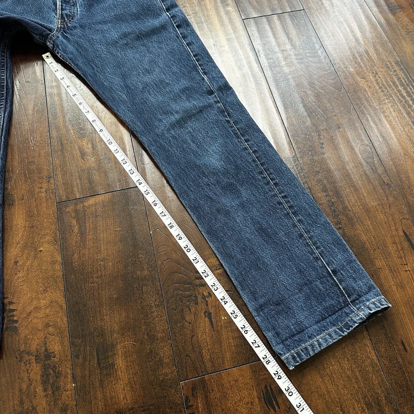 Vintage 90s Levis 501 29x34 USA Blue Denim Jeans Act 27x29 Med Wash Custom Bee