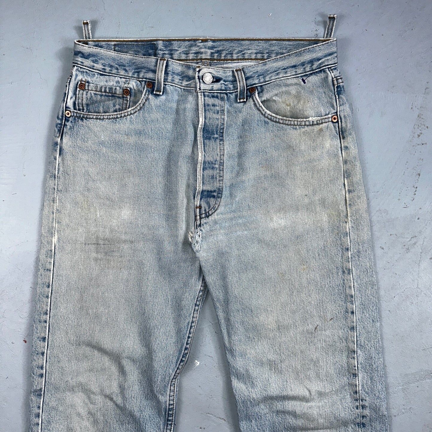 Levis 501 Vintage 90s USA XX Straight Leg Jeans Blue Light Wash 34x34 Act 32x32