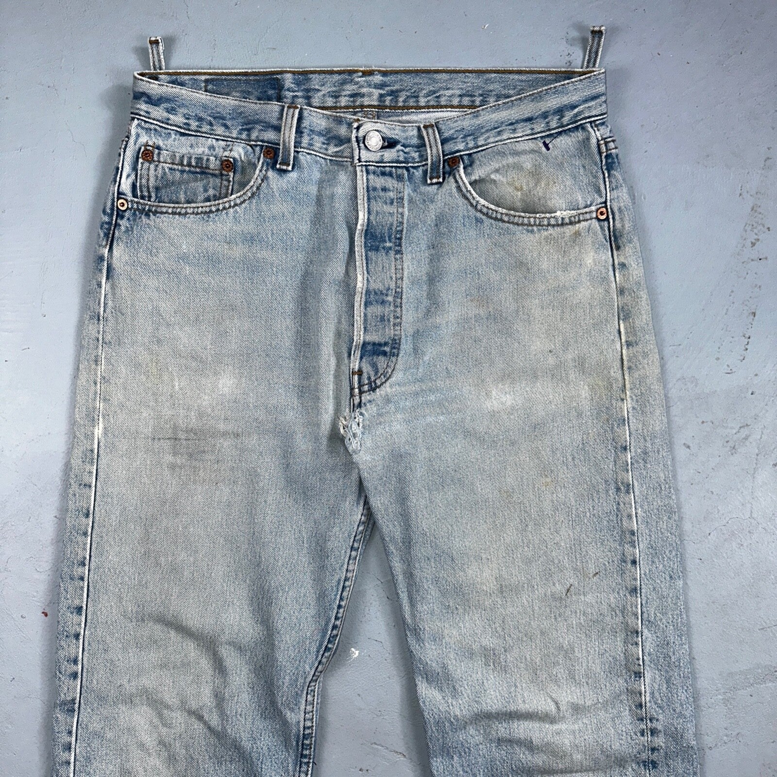Levis 501 Vintage 90s USA XX Straight Leg Jeans Blue Light Wash 34x34 Act 32x32