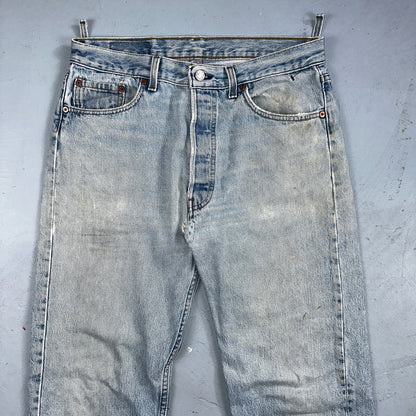 Levis 501 Vintage 90s USA XX Straight Leg Jeans Blue Light Wash 34x34 Act 32x32