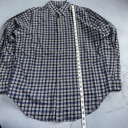 Ralph Lauren Button Up Shirt Men’s M Blue White Checker Plaid Long Sleeves