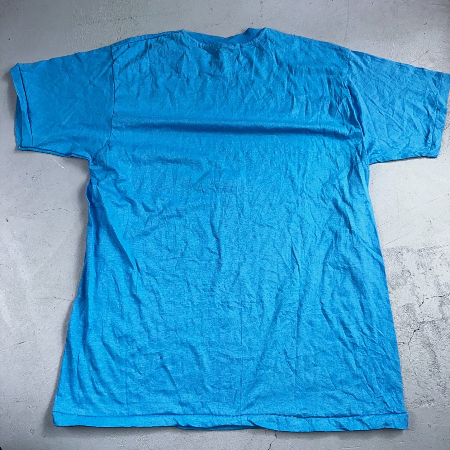 Blank Blue Single Stitch 70s 80s VTG T Shirt Basic Essential Simple Every Day