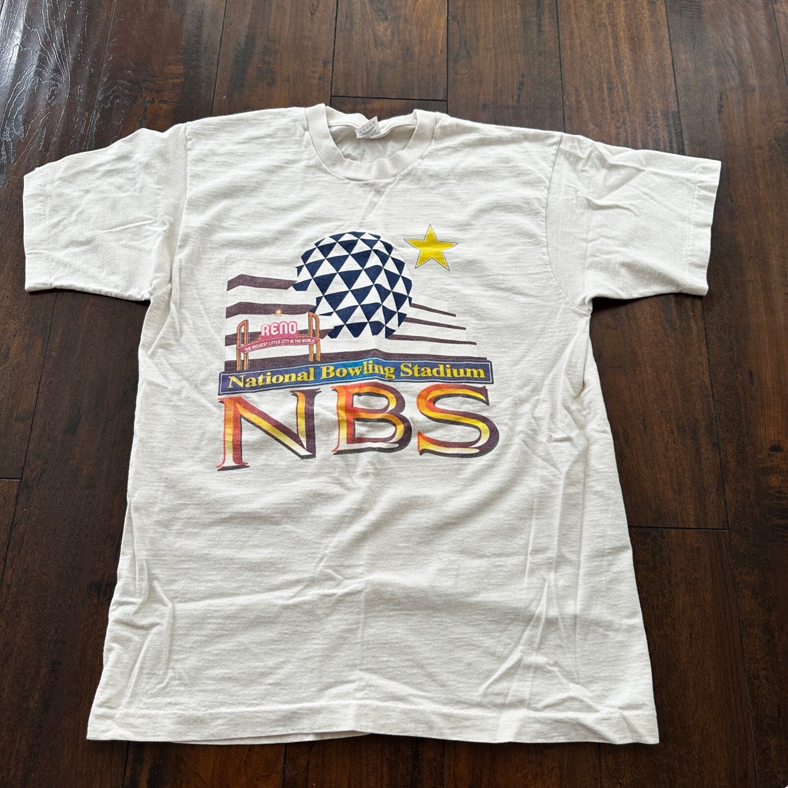 National Bowling Stadium Vintage T Shirt Abstract Art Star 90s Reno Oregon