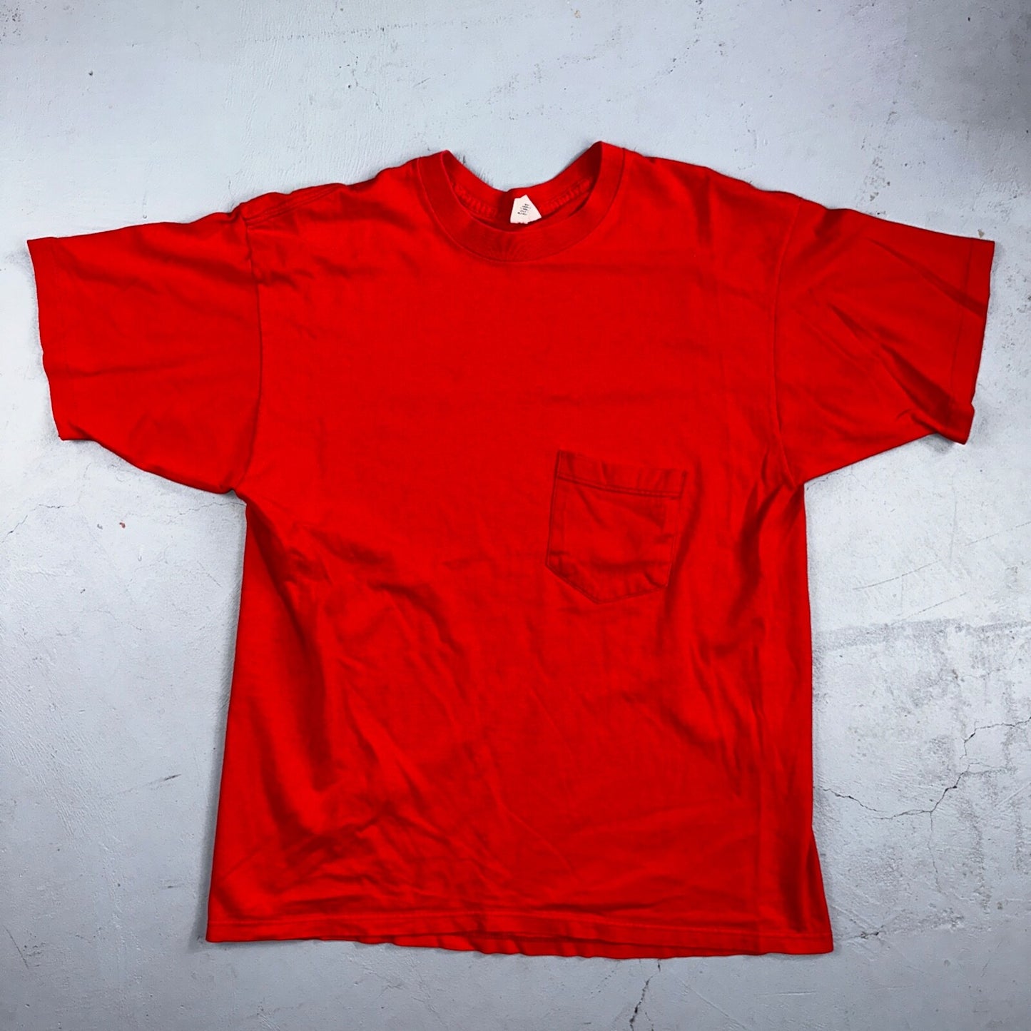 Le Breve Pocket USA VTG T Shirt 90s Red No Print Lot 1 Single Stitch Basic