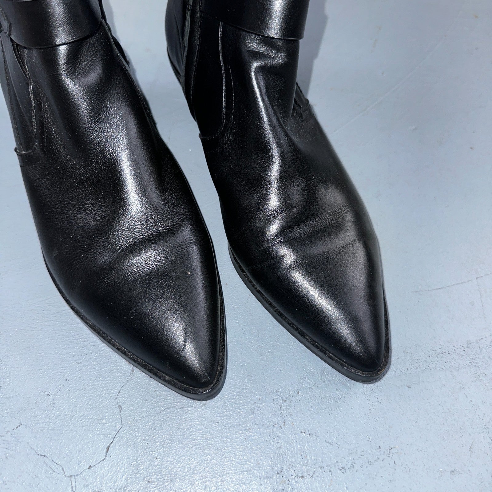 Rebecca Minkoff Boots Kichi Pointed Toe Bootie Black Leather Size 9.5