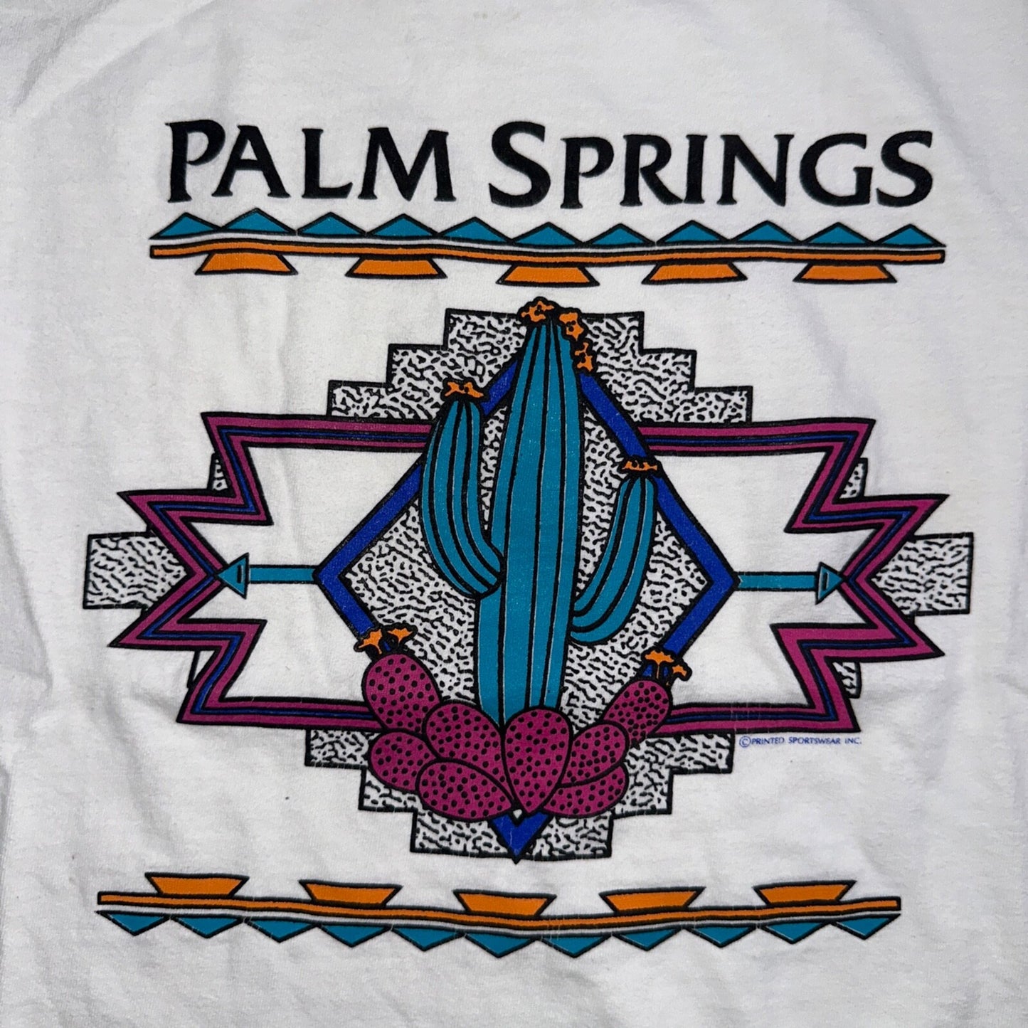 Oneita Palm Springs VTG T Shirt Ladies Power T XL White California Cactus