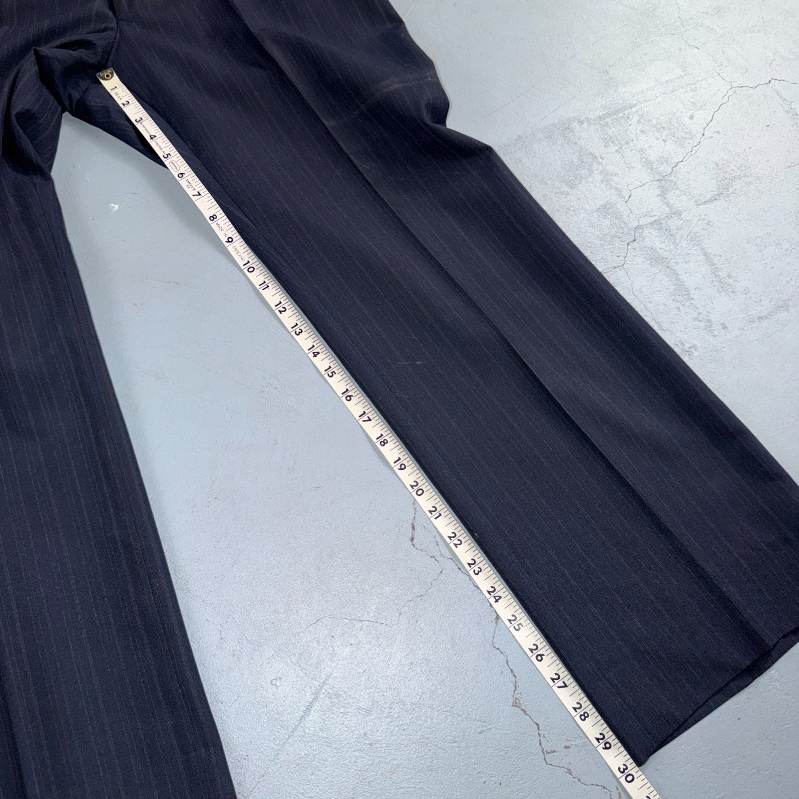 VTG Mens 2 PC Suit 42 Jacket Coat Pants Blue Striped USA Golden Lancer 80s Wool