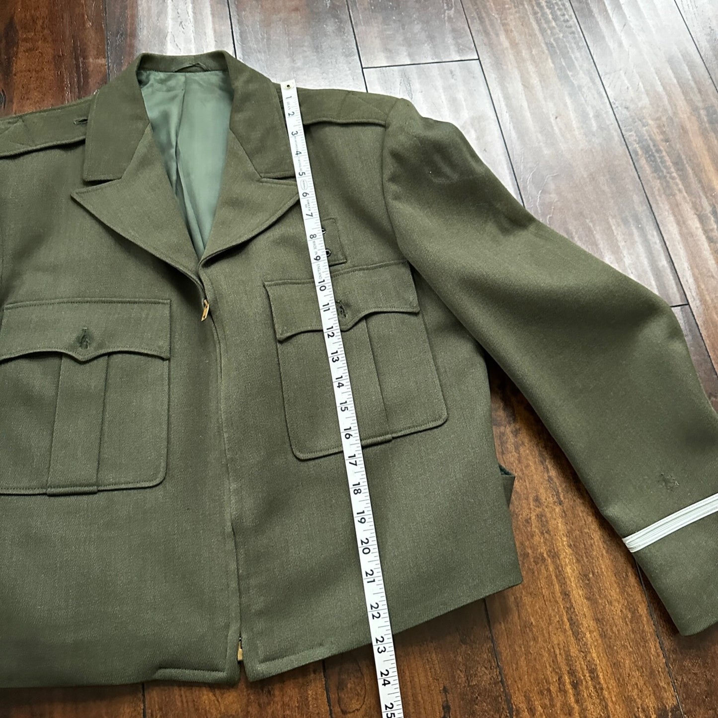 WWII Nurse Uniform Green Wool Cropped 1940s Vintage Jacket Air Force USA Talon