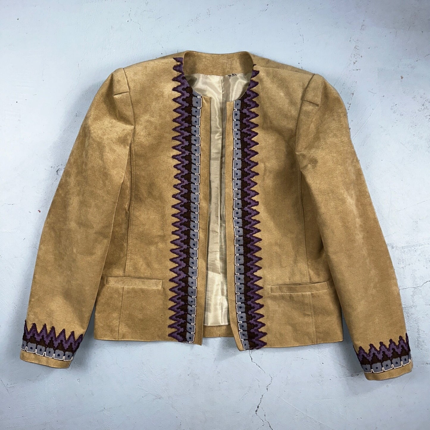 Vintage 1980s Saks Fifth Avenue Jacket Suede Maroon Moto Size Medium Brown 80s