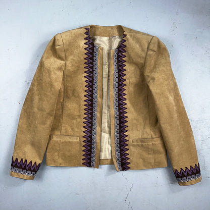 Vintage 1980s Saks Fifth Avenue Jacket Suede Maroon Moto Size Medium Brown 80s