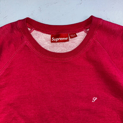 Supreme Pink Script Log Sweater Large Knit Box Logo Simple Subtle Raglan