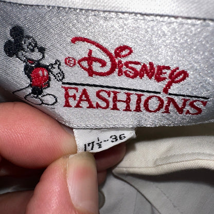 Disney Fashions Pure White VTG Pinpoint Oxford Button Dress Shirt Mens 17